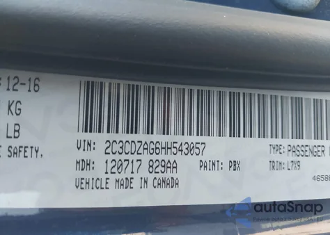 2017 Dodge Challenger Sxt из США, поврежденный, VIN 2C3CDZAG6HH543057